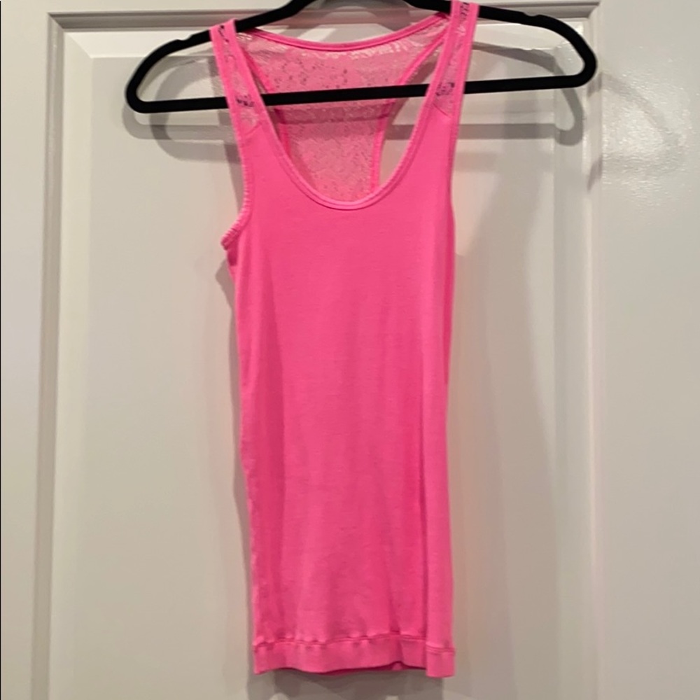 Pink lace racerback tank top